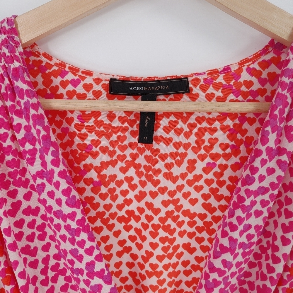 BCBGMaxAzria Silk Heart Print Blouse - Picture 5 of 10